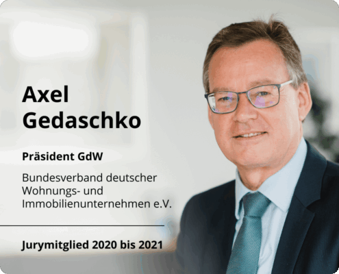 Axel Gedaschko Präsident GdW - Bundesverband deutscher Wohnungs- und Immobilienunternehmen e.V. Jurymitglied 2020 bis 2021